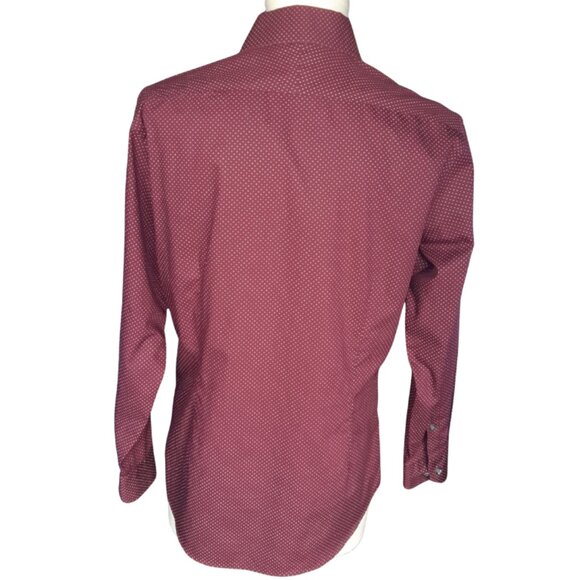 Black Brown 1826 SZ M Slim Fit Burgundy Men's Button Up Egyptian Cotton Shirt - Picture 2 of 13